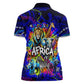 African Wildlife Born Wild Women Polo Shirt Colorful Graffiti Street Art - Tribal Safari Lion Elephant