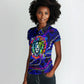 African Wildlife Born Wild Women Polo Shirt Colorful Graffiti Street Art - Tribal Safari Lion Elephant