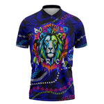 African Wildlife Born Wild Zipper Polo Shirt Colorful Graffiti Street Art - Tribal Safari Lion Elephant
