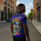 African Wildlife Born Wild Zipper Polo Shirt Colorful Graffiti Street Art - Tribal Safari Lion Elephant
