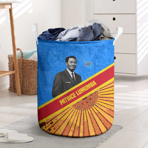 Patrice Lumumba Laundry Basket with Congolese Flag Colors and African History Quote - African Pride