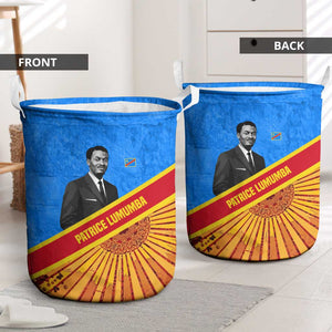 Patrice Lumumba Laundry Basket with Congolese Flag Colors and African History Quote - African Pride