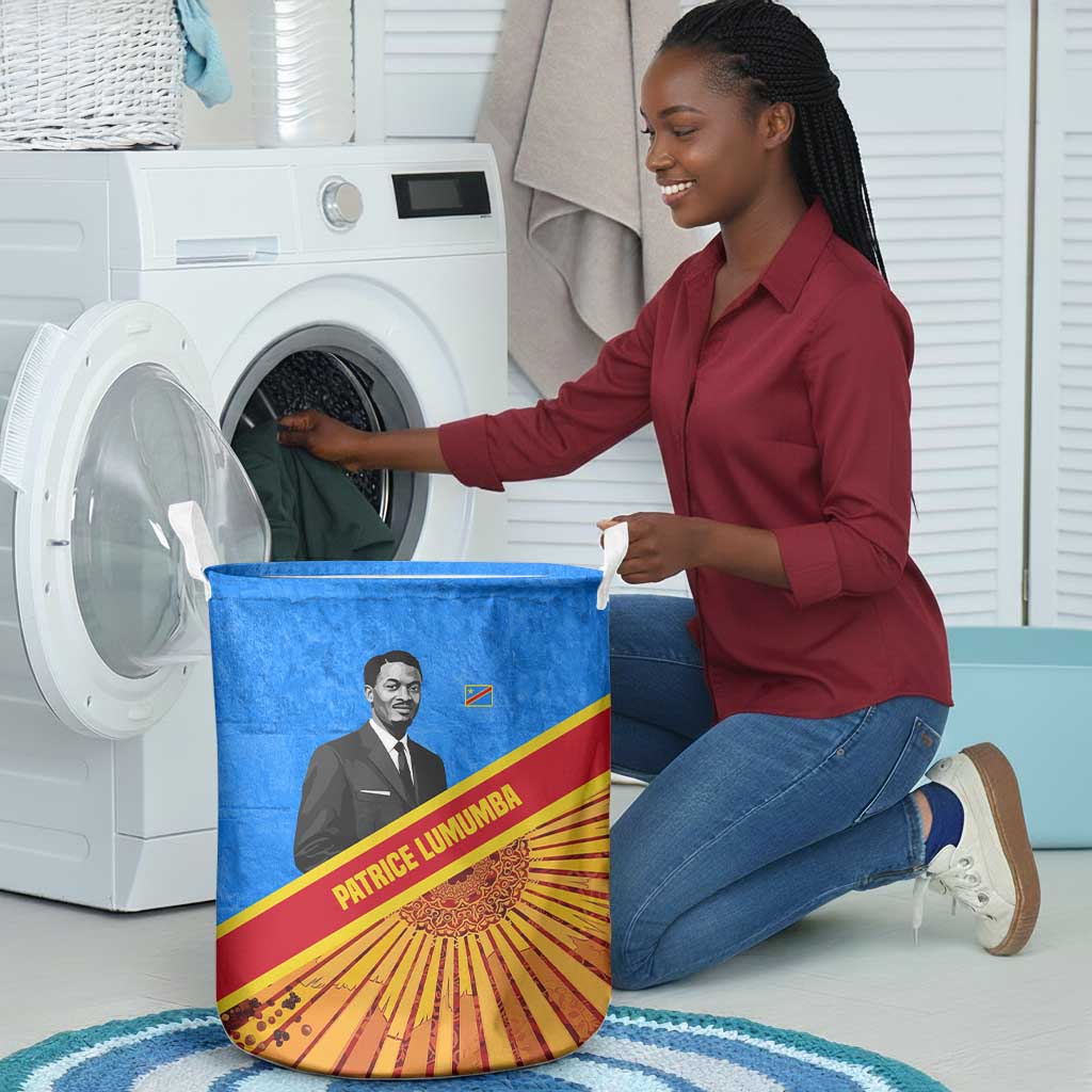 Patrice Lumumba Laundry Basket with Congolese Flag Colors and African History Quote - African Pride