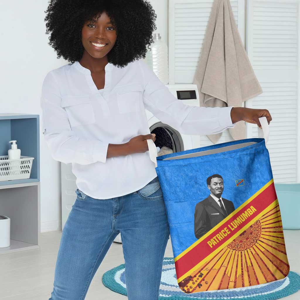 Patrice Lumumba Laundry Basket with Congolese Flag Colors and African History Quote - African Pride