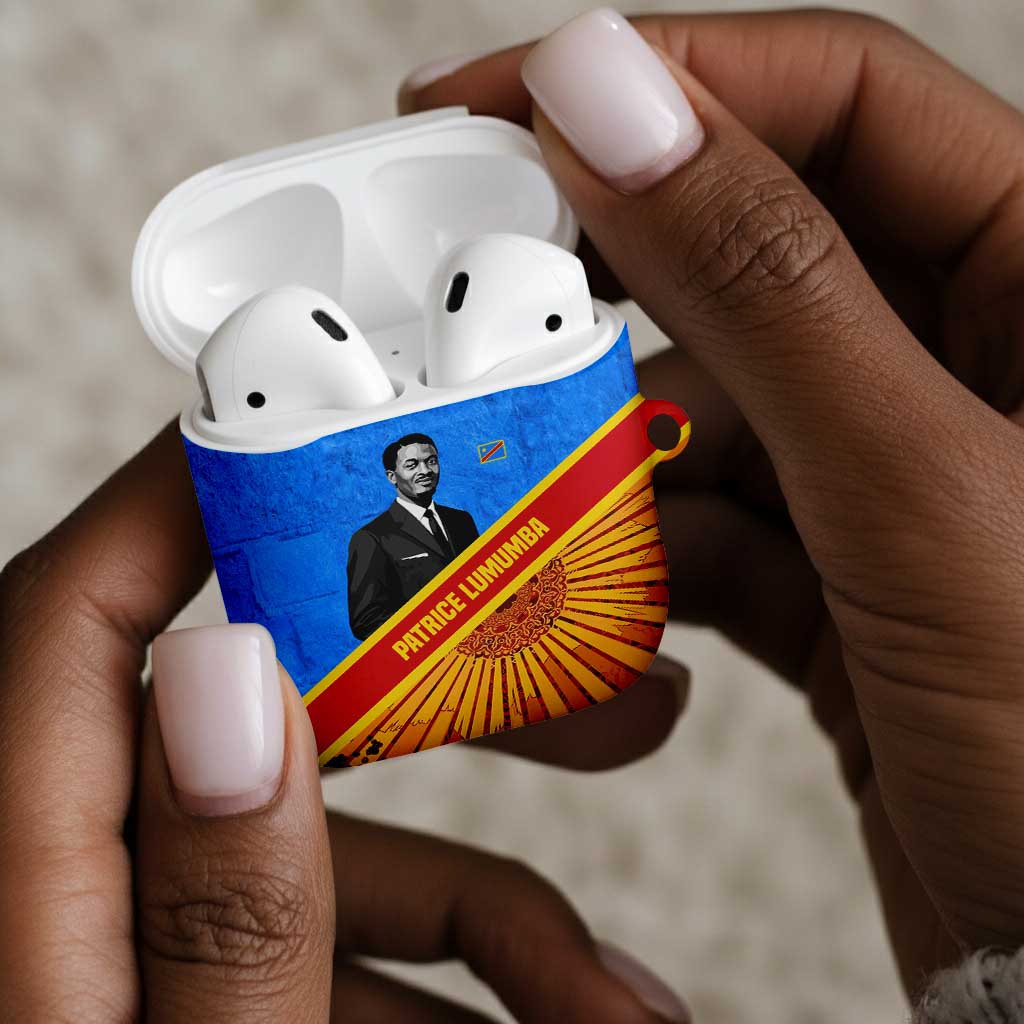 Patrice Lumumba AirPods Case with Congolese Flag Colors and African History Quote - African Pride