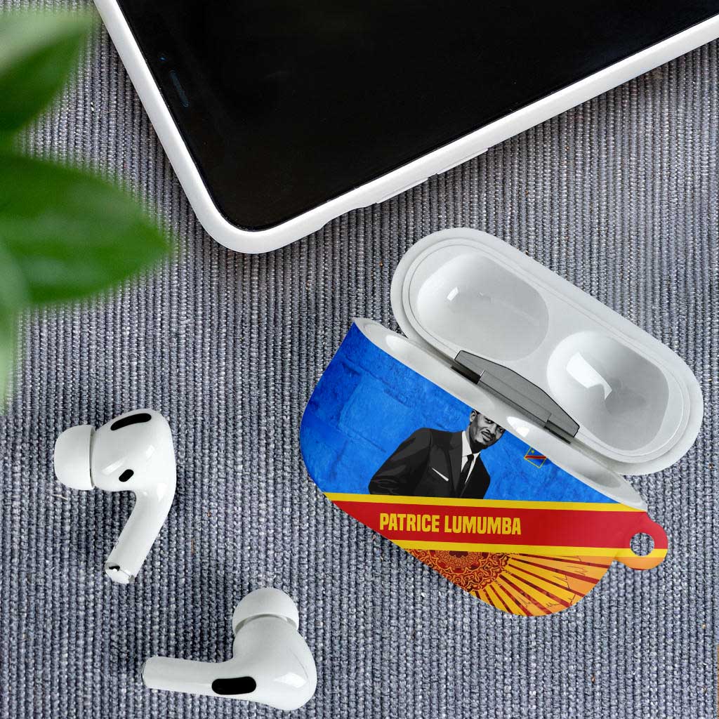 Patrice Lumumba AirPods Case with Congolese Flag Colors and African History Quote - African Pride