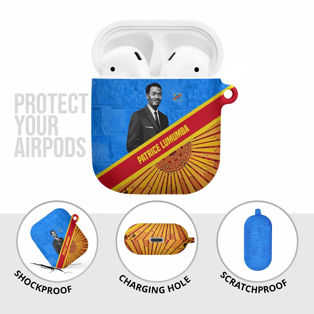 Patrice Lumumba AirPods Case with Congolese Flag Colors and African History Quote - African Pride