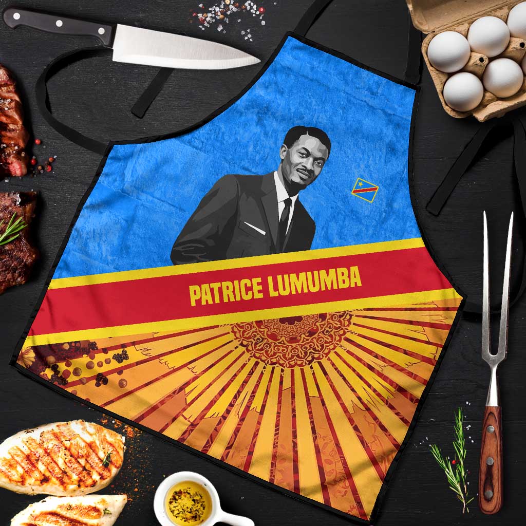 Patrice Lumumba Apron with Congolese Flag Colors and African History Quote - African Pride