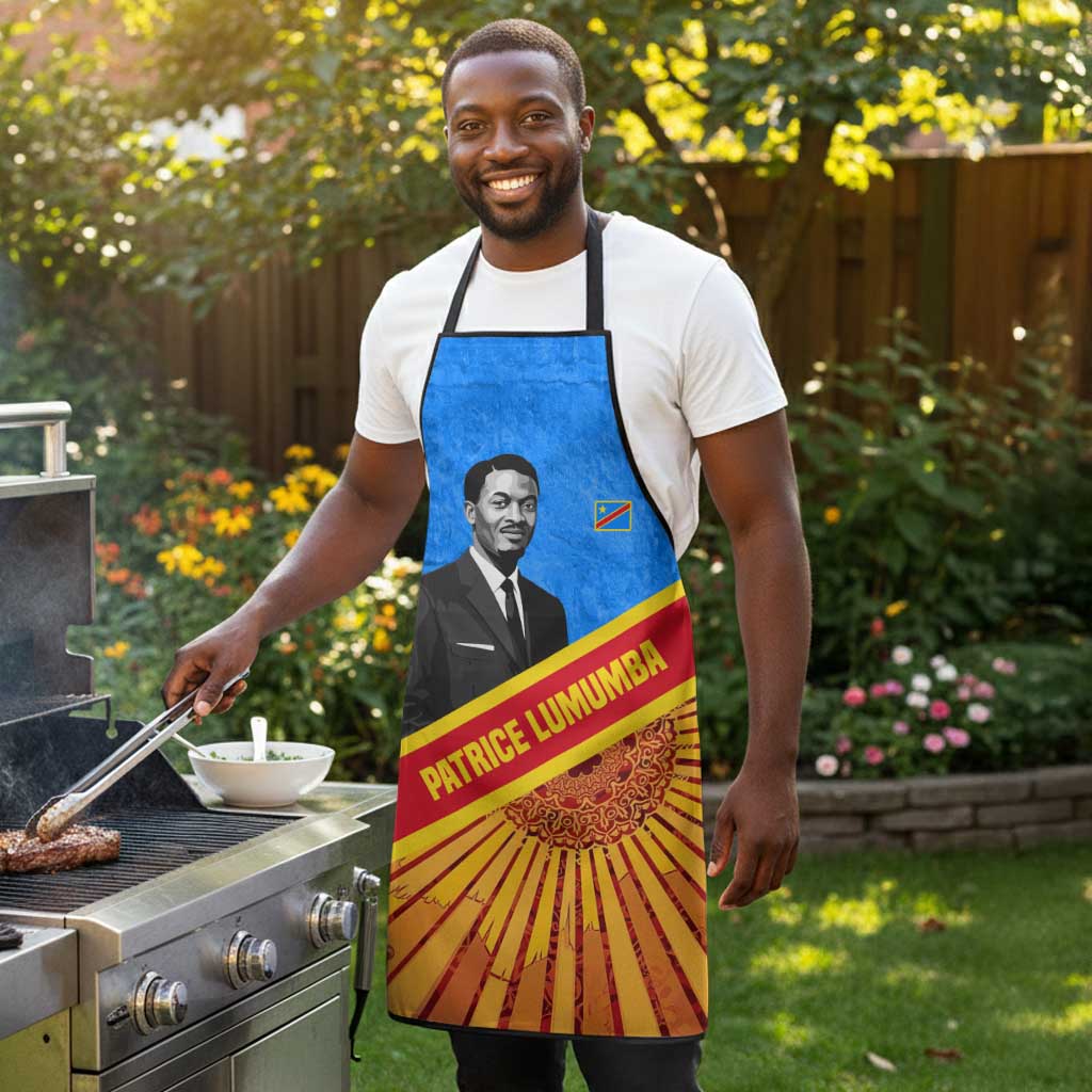 Patrice Lumumba Apron with Congolese Flag Colors and African History Quote - African Pride