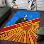 Patrice Lumumba Area Rug with Congolese Flag Colors and African History Quote - African Pride