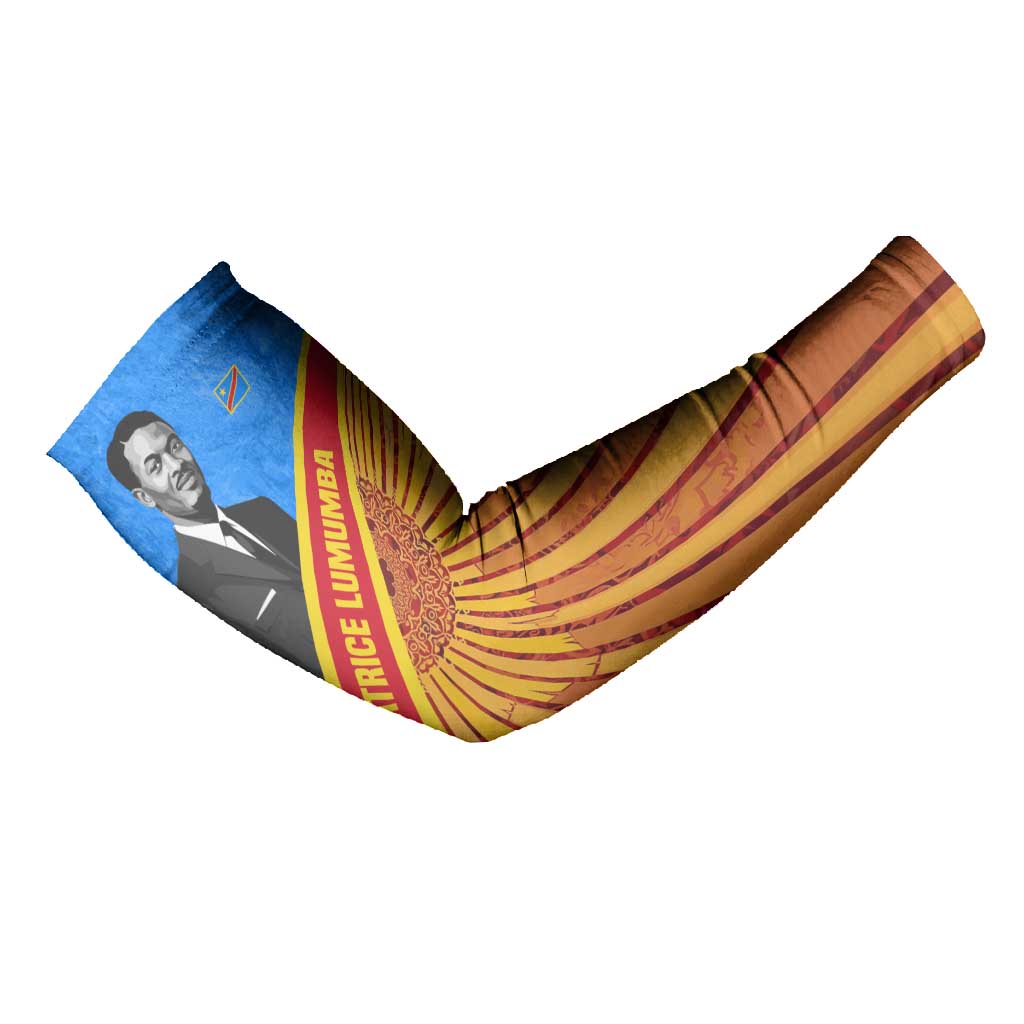 Patrice Lumumba Arm Sleeves with Congolese Flag Colors and African History Quote - African Pride