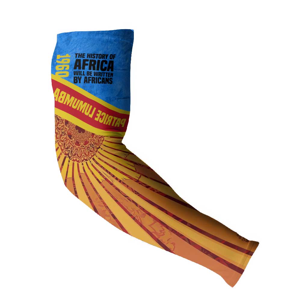 Patrice Lumumba Arm Sleeves with Congolese Flag Colors and African History Quote - African Pride