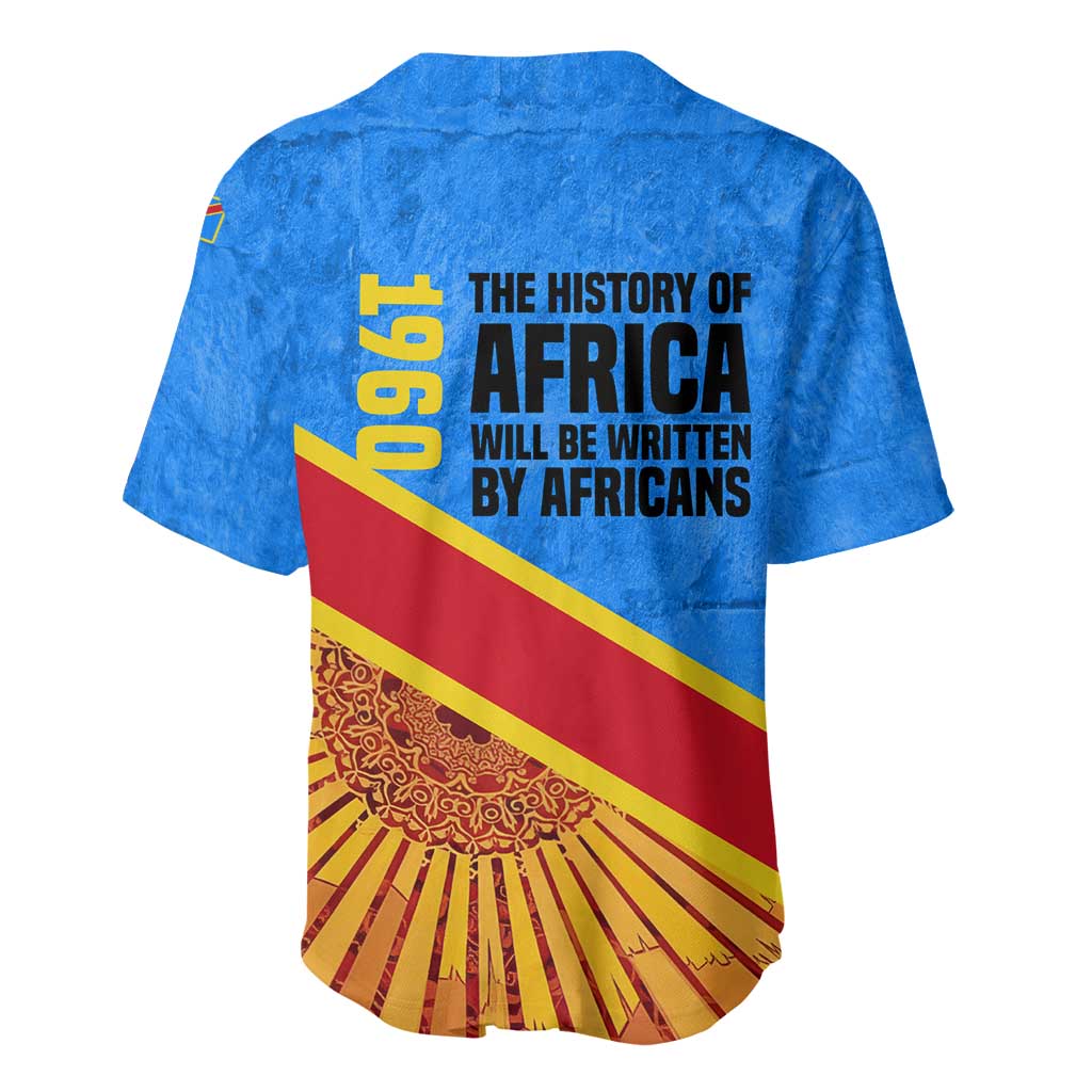 Patrice Lumumba Baseball Jersey with Congolese Flag Colors and African History Quote - African Pride