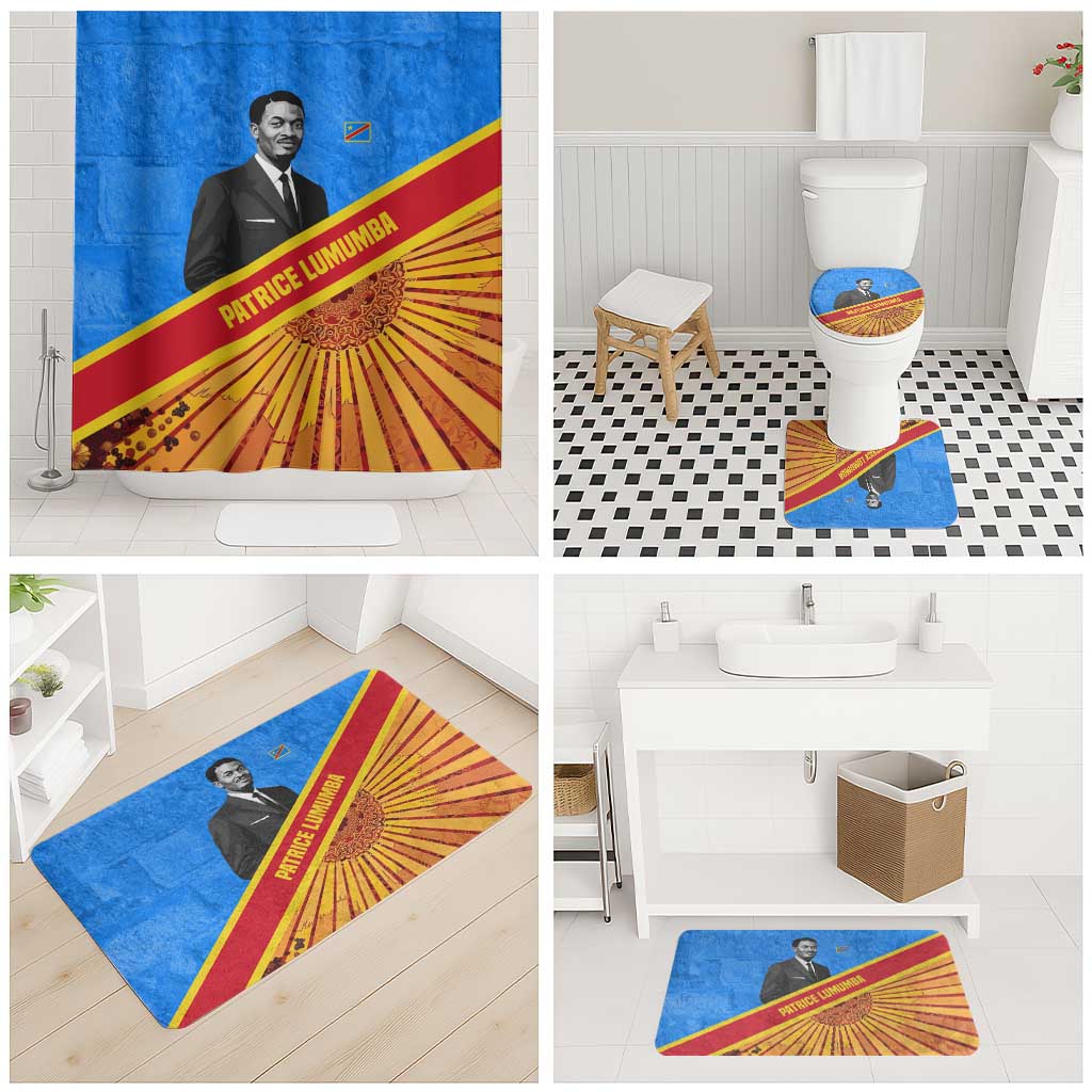 Patrice Lumumba Bathroom Set with Congolese Flag Colors and African History Quote - African Pride