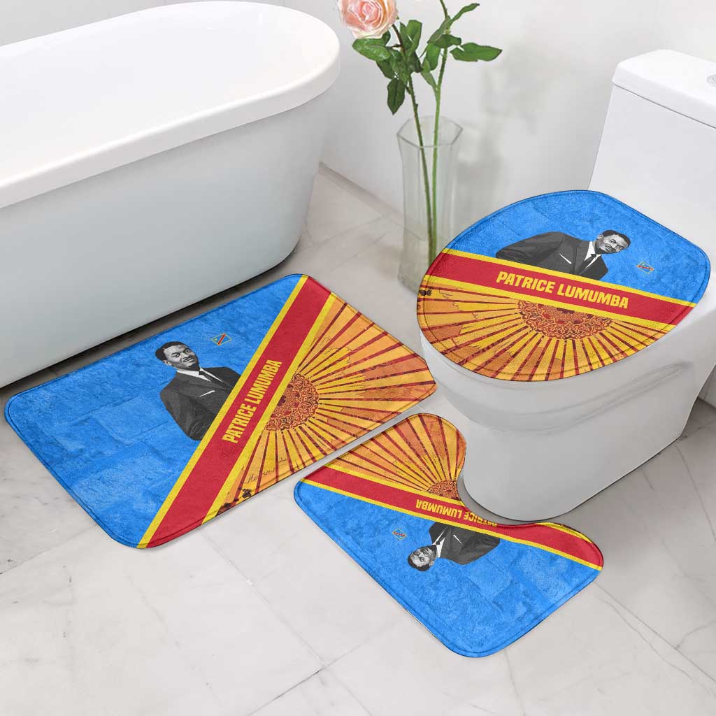 Patrice Lumumba Bathroom Set with Congolese Flag Colors and African History Quote - African Pride