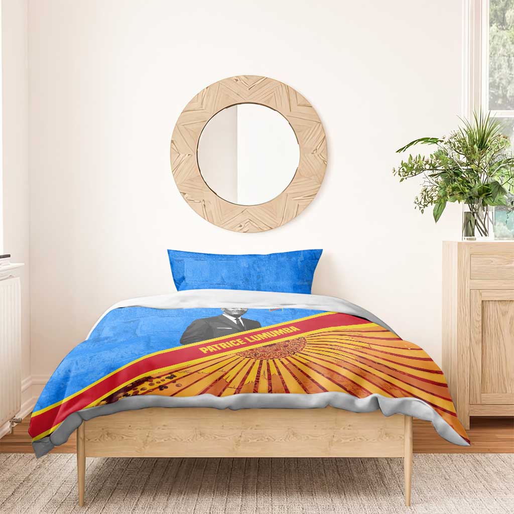 Patrice Lumumba Bedding Set with Congolese Flag Colors and African History Quote - African Pride