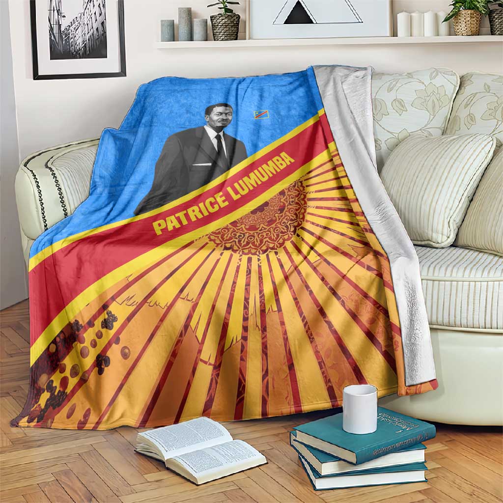 Patrice Lumumba Blanket with Congolese Flag Colors and African History Quote - African Pride