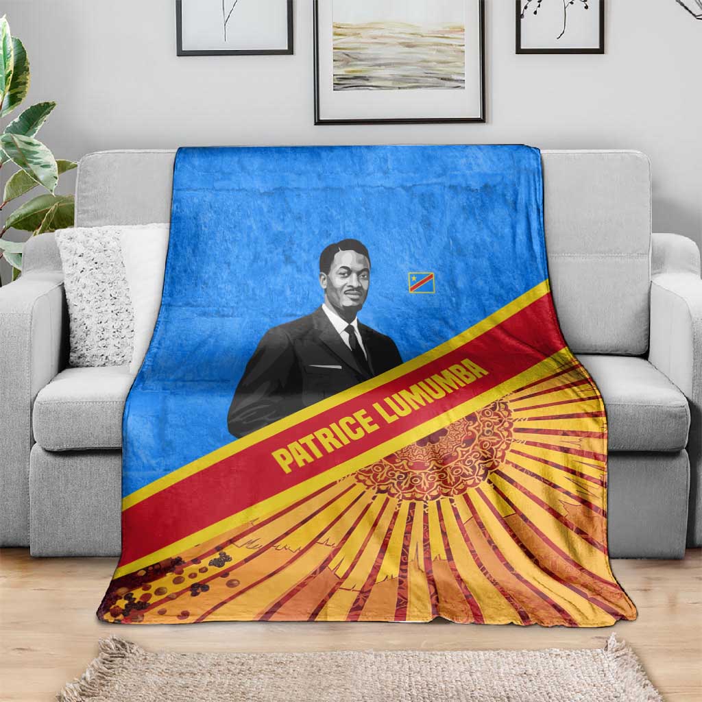 Patrice Lumumba Blanket with Congolese Flag Colors and African History Quote - African Pride