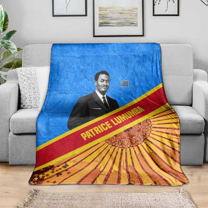 Patrice Lumumba Blanket with Congolese Flag Colors and African History Quote - African Pride