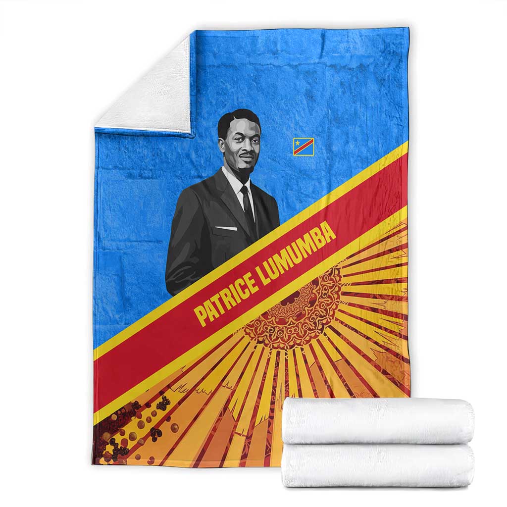 Patrice Lumumba Blanket with Congolese Flag Colors and African History Quote - African Pride