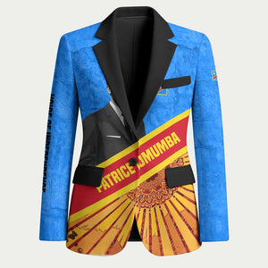 Patrice Lumumba Blazer with Congolese Flag Colors and African History Quote - African Pride