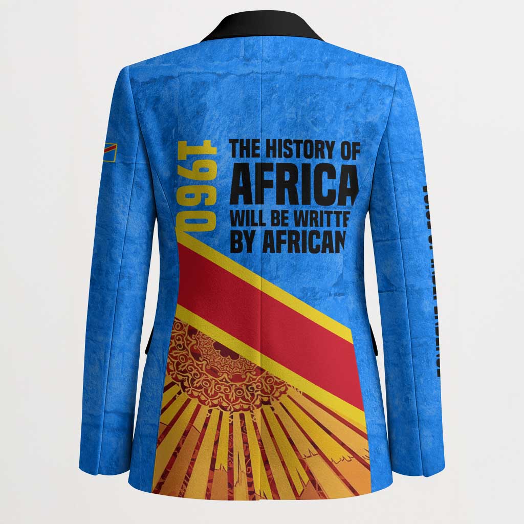 Patrice Lumumba Blazer with Congolese Flag Colors and African History Quote - African Pride