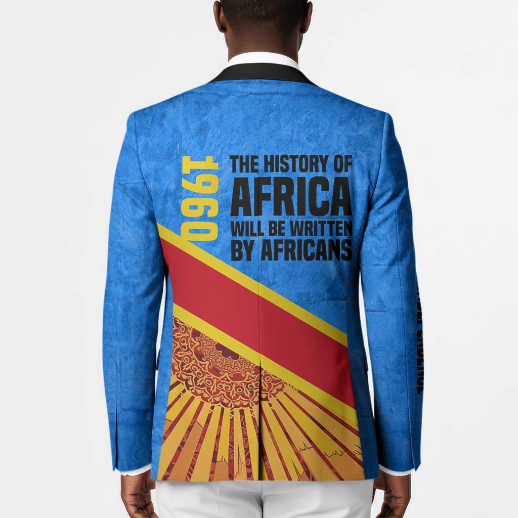 Patrice Lumumba Blazer with Congolese Flag Colors and African History Quote - African Pride