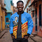 Patrice Lumumba Bomber Jacket with Congolese Flag Colors and African History Quote - African Pride