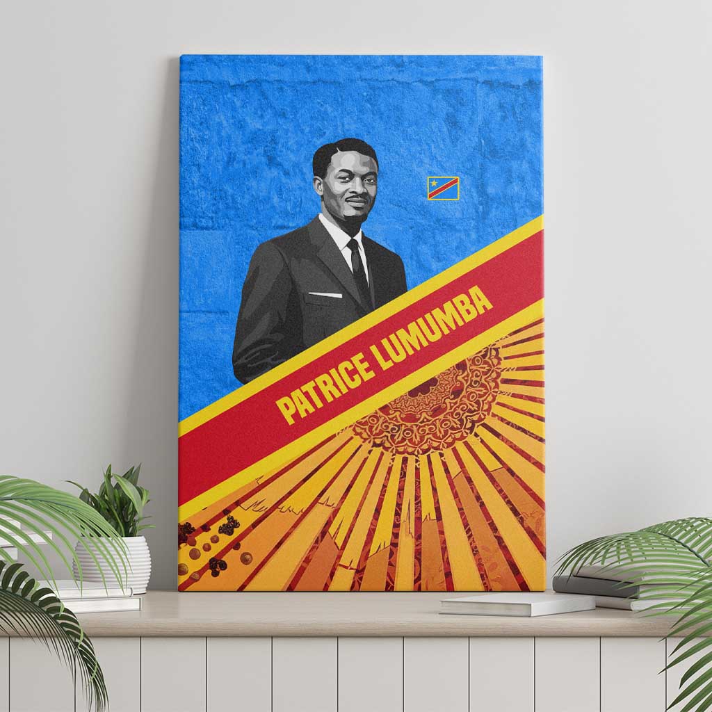 Patrice Lumumba Canvas Wall Art with Congolese Flag Colors and African History Quote - African Pride