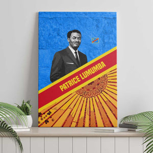 Patrice Lumumba Canvas Wall Art with Congolese Flag Colors and African History Quote - African Pride