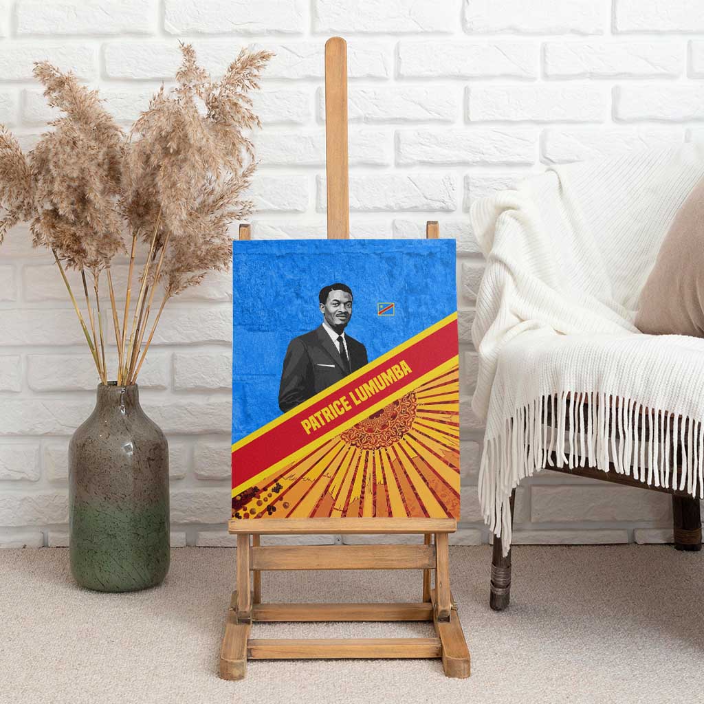 Patrice Lumumba Canvas Wall Art with Congolese Flag Colors and African History Quote - African Pride