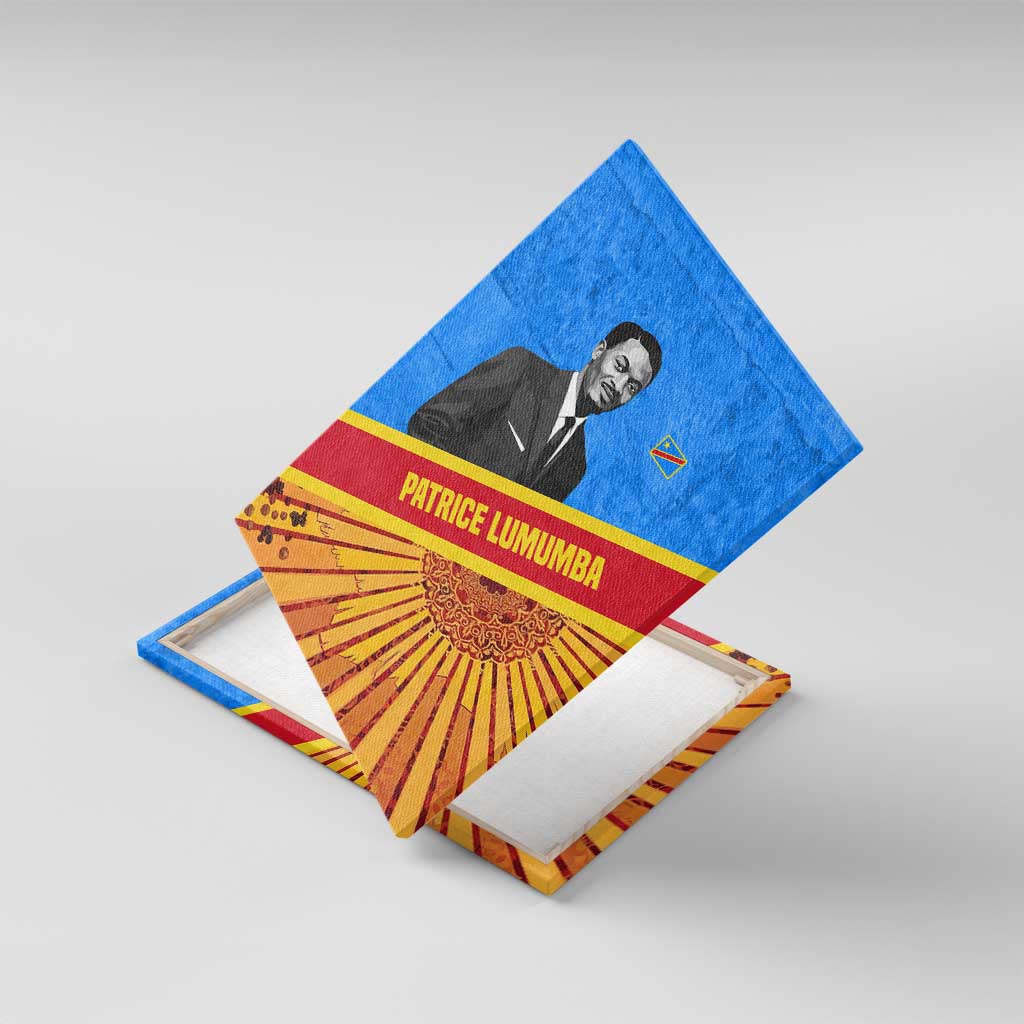 Patrice Lumumba Canvas Wall Art with Congolese Flag Colors and African History Quote - African Pride