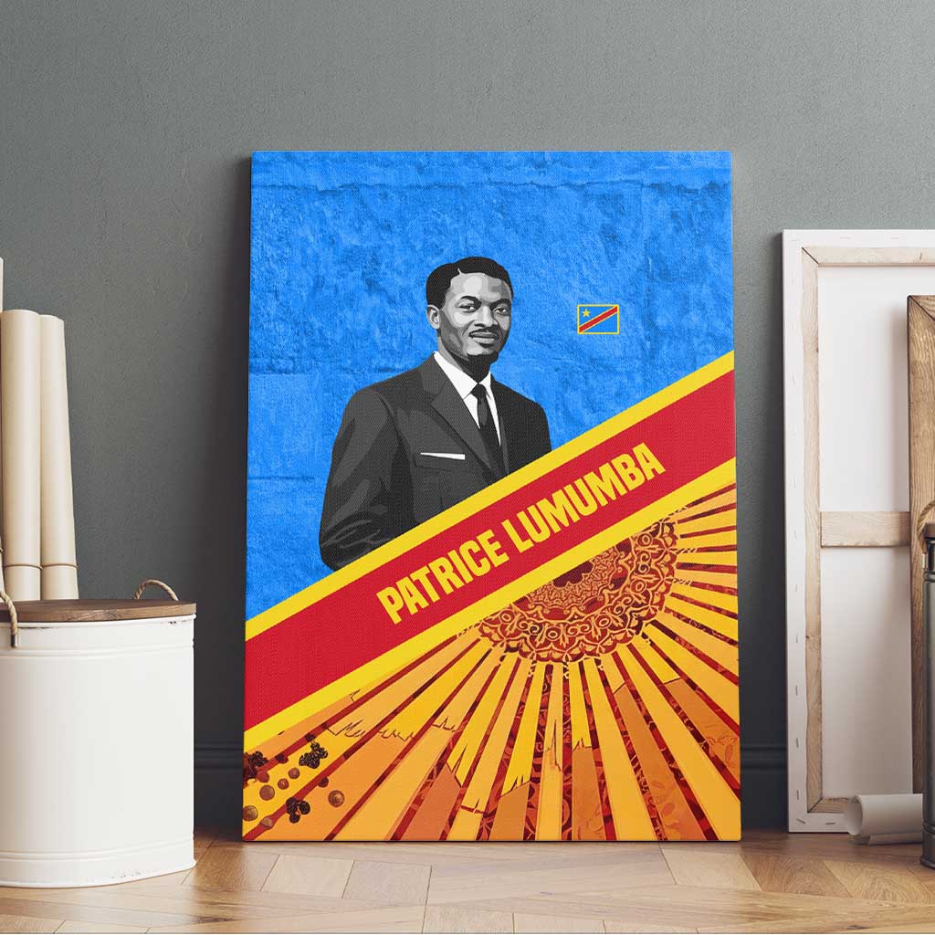Patrice Lumumba Canvas Wall Art with Congolese Flag Colors and African History Quote - African Pride