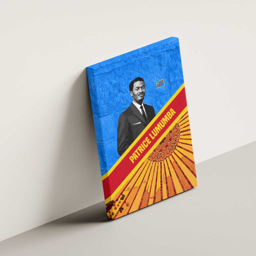 Patrice Lumumba Canvas Wall Art with Congolese Flag Colors and African History Quote - African Pride