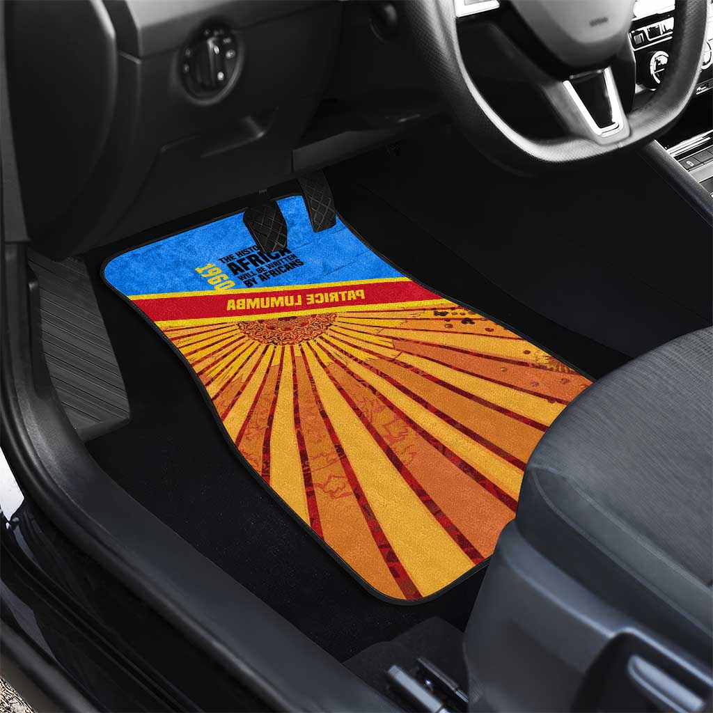 Patrice Lumumba Car Mats with Congolese Flag Colors and African History Quote - African Pride
