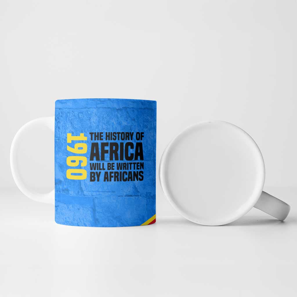 Patrice Lumumba Ceramic Mug with Congolese Flag Colors and African History Quote - African Pride