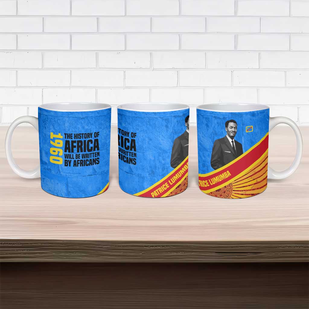 Patrice Lumumba Ceramic Mug with Congolese Flag Colors and African History Quote - African Pride