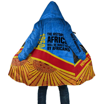 Patrice Lumumba Cloak with Congolese Flag Colors and African History Quote - African Pride