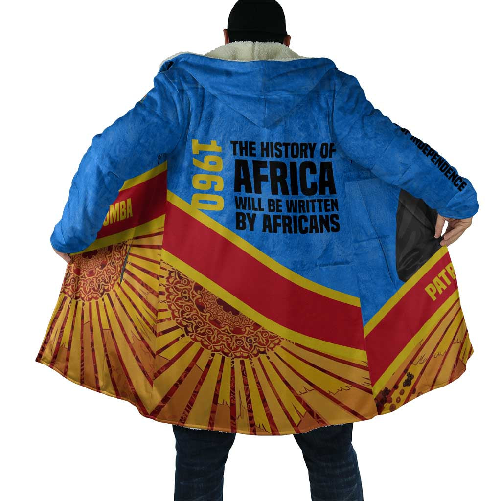 Patrice Lumumba Cloak with Congolese Flag Colors and African History Quote - African Pride
