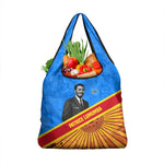 Patrice Lumumba Grocery Bag with Congolese Flag Colors and African History Quote - African Pride