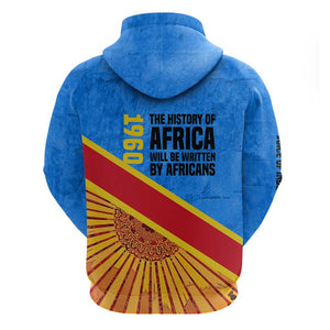 Patrice Lumumba Hoodie with Congolese Flag Colors and African History Quote - African Pride