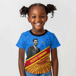 Patrice Lumumba Kid T shirt with Congolese Flag Colors and African History Quote - African Pride