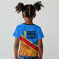 Patrice Lumumba Kid T shirt with Congolese Flag Colors and African History Quote - African Pride