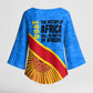 Patrice Lumumba Kimono Sleeve Blouse with Congolese Flag Colors and African History Quote - African Pride