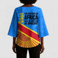 Patrice Lumumba Kimono Sleeve Blouse with Congolese Flag Colors and African History Quote - African Pride