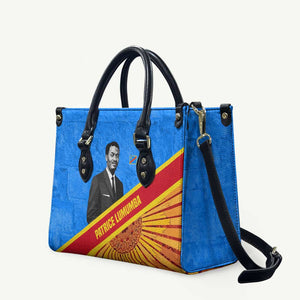 Patrice Lumumba Leather Bag with Congolese Flag Colors and African History Quote - African Pride