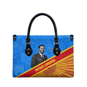 Patrice Lumumba Leather Bag with Congolese Flag Colors and African History Quote - African Pride