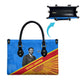 Patrice Lumumba Leather Bag with Congolese Flag Colors and African History Quote - African Pride
