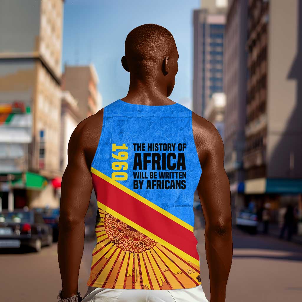 Patrice Lumumba Men Tank Top with Congolese Flag Colors and African History Quote - African Pride