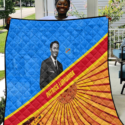 Patrice Lumumba Quilt with Congolese Flag Colors and African History Quote - African Pride